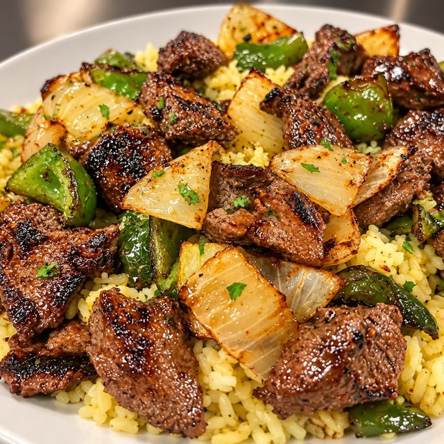 Steak Tips Kabob Dinner.