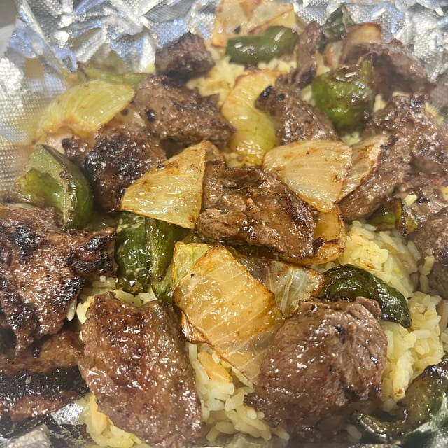 Steak Tips Kabob Dinner.